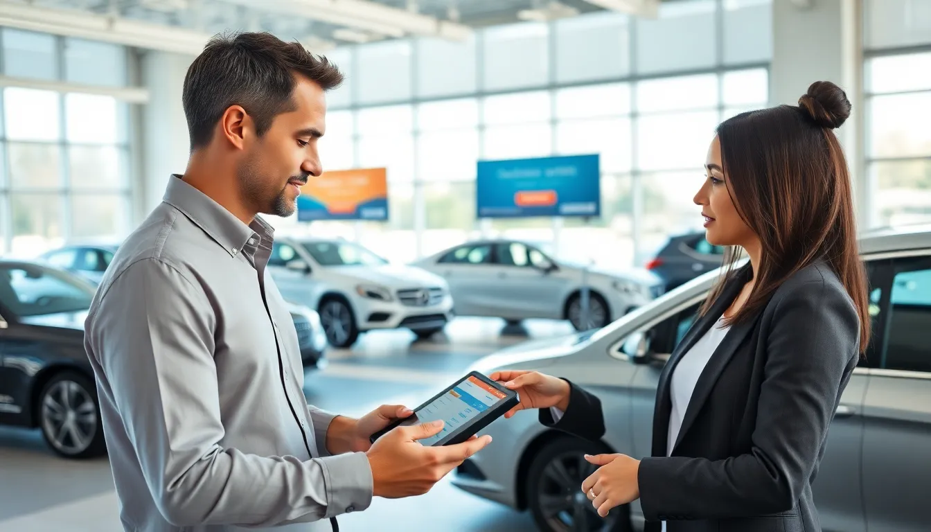 diverse team discussing car rental options in a modern office.